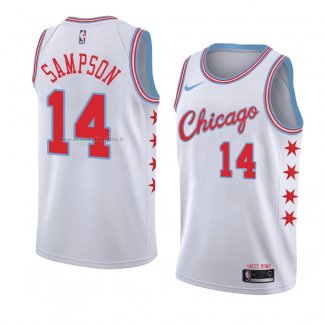 Maglia Chicago Bulls Jakarr Sampson NO 14 Citta 2018 Bianco