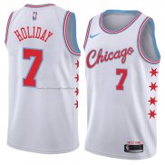 Maglia Chicago Bulls Justin Holiday NO 7 Citta 2018 Bianco