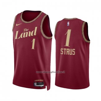 Maglia Cleveland Cavaliers Max Strus #1 Citta 2023-24 Rosso