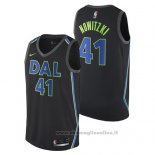 Maglia Dallas Mavericks Dirk Nowitzki NO 41 Citta 2017-18 Nero