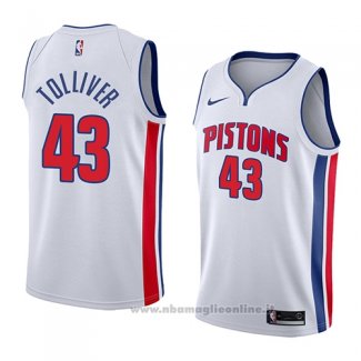 Maglia Detroit Pistons Anthony Tolliver NO 43 Association 2018 Bianco