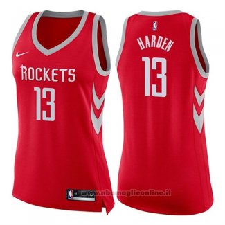 Maglia Donna Houston Rockets James Harden NO 13 Icon 2017-18 Rosso