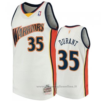 Maglia Golden State Warriors Kevin Durant NO 35 2009-10 Hardwood Classics Bianco