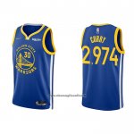 Maglia Golden State Warriors Stephen Curry 2974th 3 Points Blu