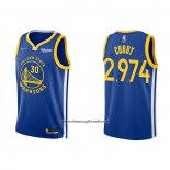 Maglia Golden State Warriors Stephen Curry 2974th 3 Points Blu