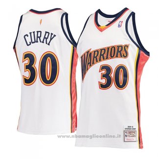 Maglia Golden State Warriors Stephen Curry NO 30 Mitchell & Ness 2009-10 Bianco