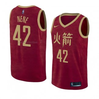 Maglia Houston Rockets Nene NO 42 Citta 2018-19 Rosso