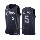 Maglia Los Angeles Clippers Bones Hyland #5 Citta 2023-24 Blu