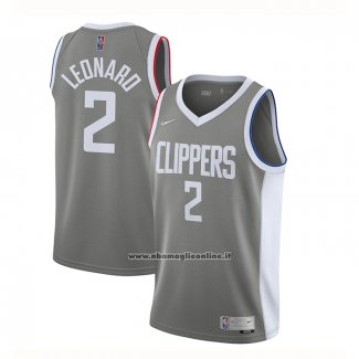 Maglia Los Angeles Clippers Kawhi Leonard #2 Earned 2020-21 Grigio