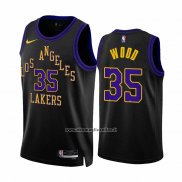 Maglia Los Angeles Lakers Christian Wood #35 Citta 2023-24 Nero