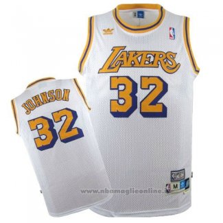 Maglia Los Angeles Lakers Magic Johnson NO 32 Throwback Bianco