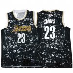 Maglia Luci della citta Los Angeles Lakers LeBron James NO 23 Nero