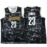 Maglia Luci della citta Los Angeles Lakers LeBron James NO 23 Nero