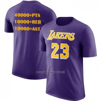 Maglia Manica Corta Los Angeles Lakers James No 23 Commemorative Viola1