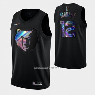 Maglia Memphis Grizzlies Ja Morant #12 Iridescent Logo Nero