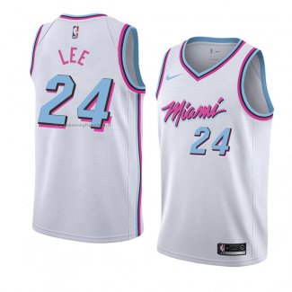 Maglia Miami Heat Marcus Lee NO 24 Citta 2018 Bianco