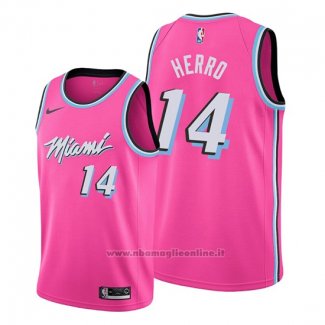 Maglia Miami Heat Tyler Herro NO 14 Earned 2018-19 Rosa