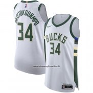 Maglia Milwaukee Bucks Giannis Antetokounmpo #34 Association Autentico Bianco