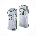 Maglia Milwaukee Bucks Giannis Antetokounmpo No 34 Association 2025-26 Bianco