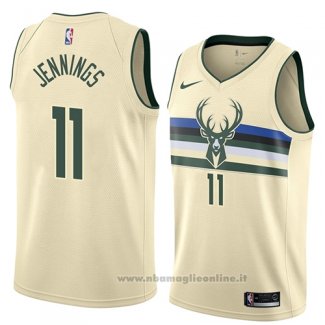 Maglia Milwaukee Bucks Opal Brandon Jennings NO 11 Citta 2018 Crema