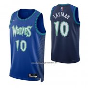 Maglia Minnesota Timberwolves Jake Layman #10 Citta 2021-22 Blu