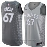 Maglia Minnesota Timberwolves Taj Gibson NO 67 Citta 2018 Grigio