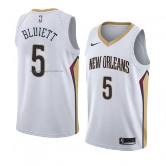 Maglia New Orleans Pelicans Trevon Bluiett NO 5 Association 2017-18 Bianco