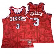 Maglia Philadelphia 76ers Allen Iverson No 3 Mitchell & Ness 2002-03 Rosso