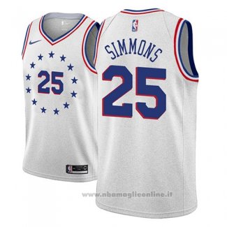 Maglia Philadelphia 76ers Ben Simmons NO 25 Earned 2018-19 Grigio