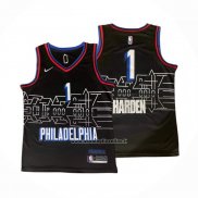 Maglia Philadelphia 76ers James Harden #1 Citta 2020-21 Nero