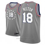 Maglia Philadelphia 76ers Shake Milton NO 18 Citta 2018-19 Grigio