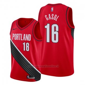 Maglia Portland Trail Blazers Pau Gasol NO 16 Statement Edition Rosso Nero