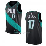 Maglia Portland Trail Blazers Shaedon Sharpe #17 Citta 2022-23 Nero