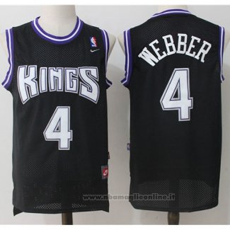 Maglia Sacramento Kings Chris Webber NO 4 Throwback Nero