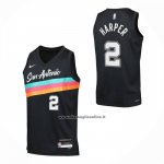 Maglia San Antonio Spurs Dylan Harper No 2 Citta 2025-26 Nero