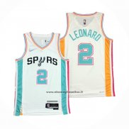 Maglia San Antonio Spurs Kawhi Leonard #2 Citta 2021-22 Bianco