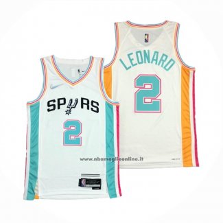 Maglia San Antonio Spurs Kawhi Leonard #2 Citta 2021-22 Bianco