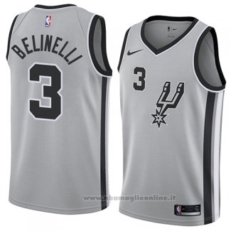 Maglia San Antonio Spurs Marco Belinelli NO 3 Statement 2018 Grigio