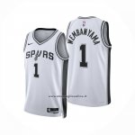 Maglia San Antonio Spurs Victor Wembanyama No 1 Association 2024-25 Bianco