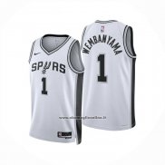 Maglia San Antonio Spurs Victor Wembanyama No 1 Association 2024-25 Bianco