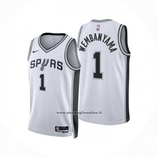 Maglia San Antonio Spurs Victor Wembanyama No 1 Association 2024-25 Bianco
