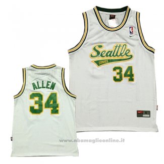 Maglia Seattle SuperSonics Ray Allen NO 34 Historic Bianco