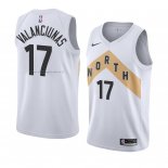 Maglia Toronto Raptors Jonas Valanciunas NO 17 Citta 2018 Bianco