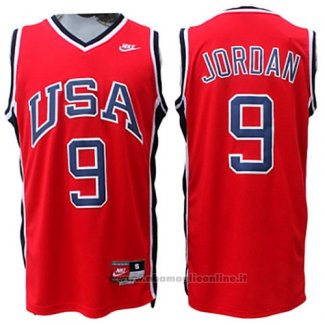 Maglia USA 1984 Michael Jordan NO 9 Rosso