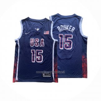 Maglia USA 2024 Devin Booker #15 Blu1