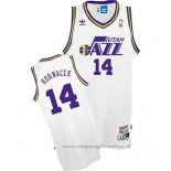 Maglia Utah Jazz Jeff Hornacek NO 14 Throwback Bianco