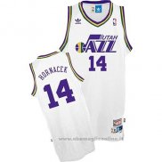 Maglia Utah Jazz Jeff Hornacek NO 14 Throwback Bianco