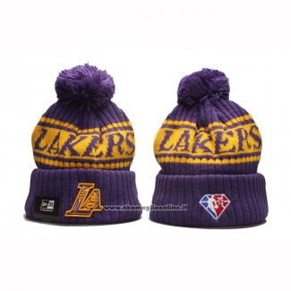 Berretti Los Angeles Lakers New Era Viola Giallo2