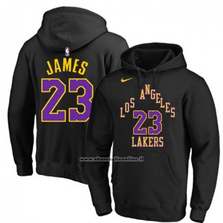 Felpa con Cappuccio Los Angeles Lakers LeBron James Citta 2023-24 Nero