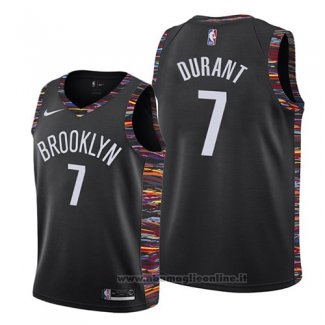 Maglia Bambino Brooklyn Nets Kevin Durant NO 7 Citta 2019-20 Nero